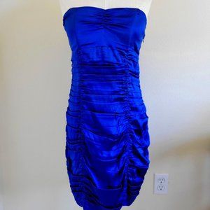 Royal Blue Express Strapless Ruched Cocktail Dress